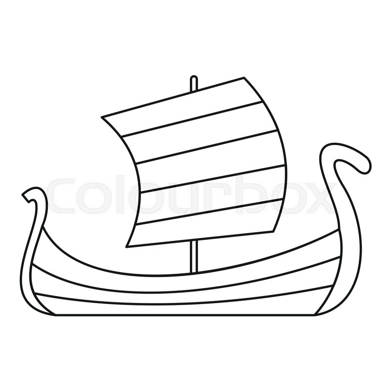 800x800 Medieval Boat Icon. Outline Illustration Of Medieval Boat Vector