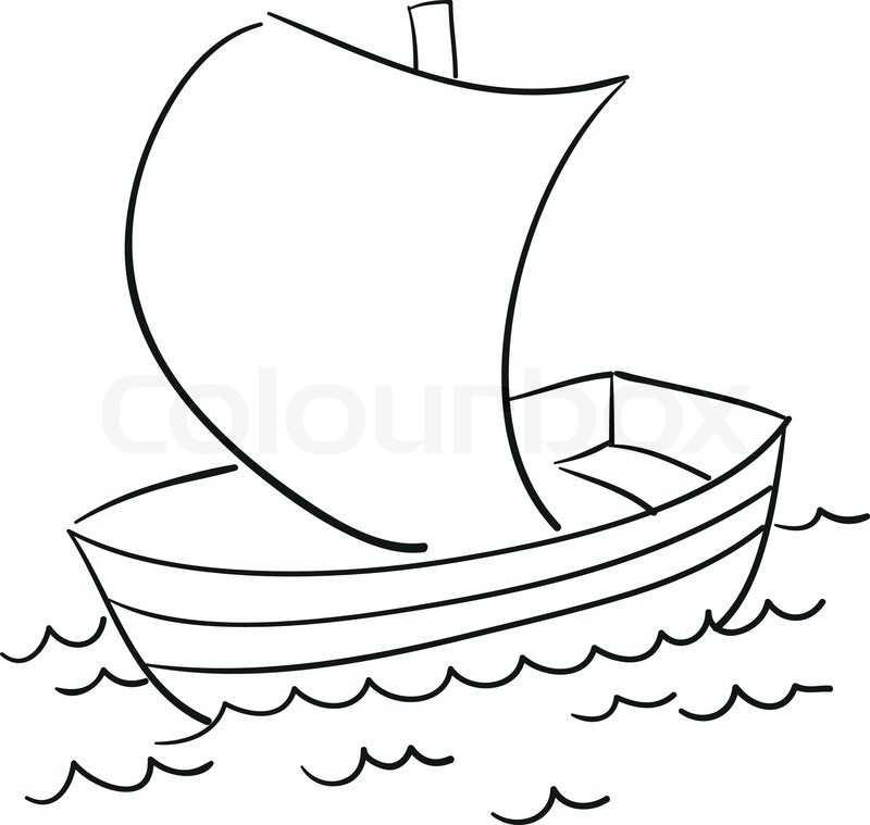 800x759 Vector Sketch Of The Boat For Your Own Design. Stock Vector