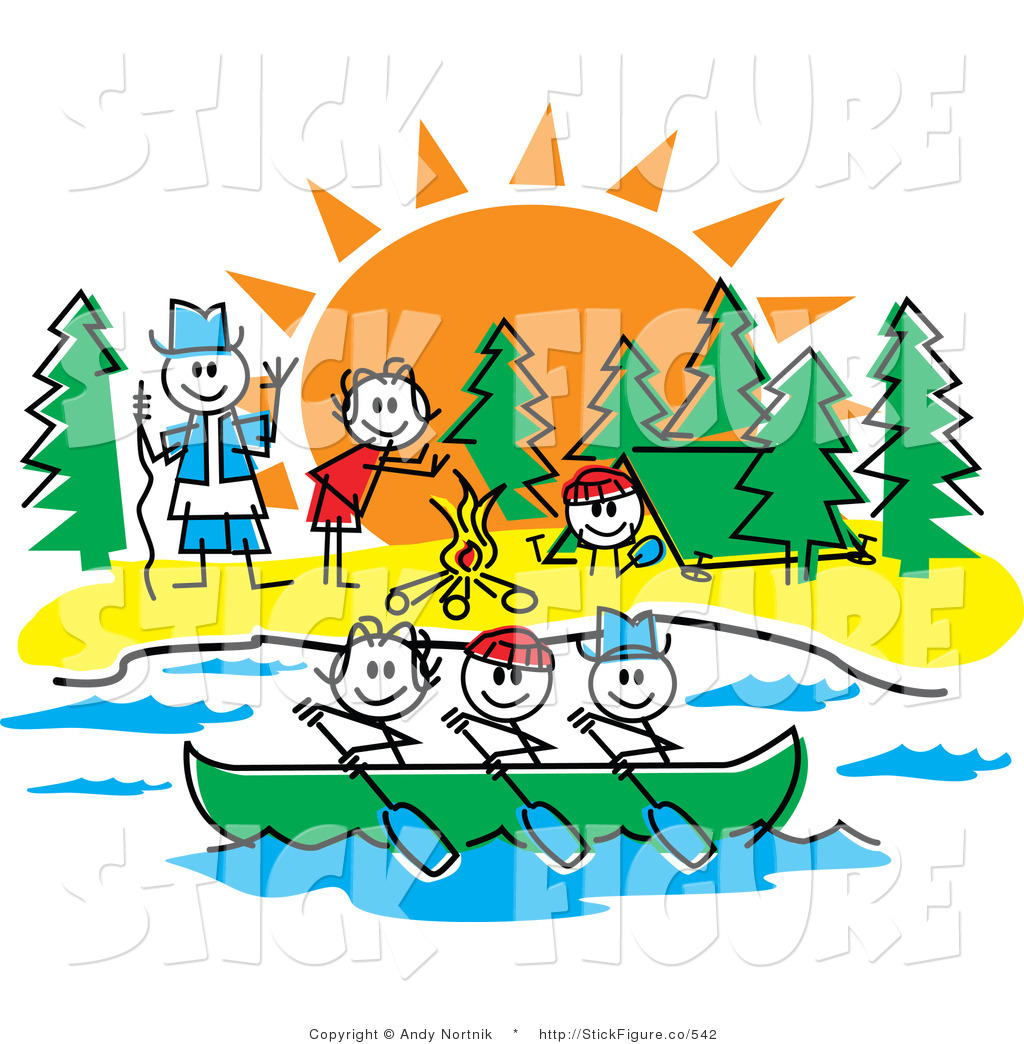 1024x1044 Clip Art Of Stick Children Rowing A Boat And Making A Fire