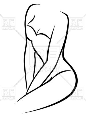 300x400 Female Body In Underwear Corset Outline Royalty Free Vector Clip