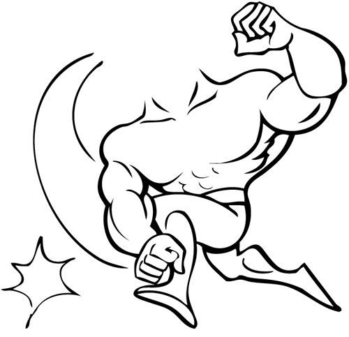 500x483 Black And White Muscle Man Clipart