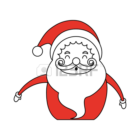 450x450 Color Silhouette Image Cartoon Half Body Fat Santa Claus Smiling