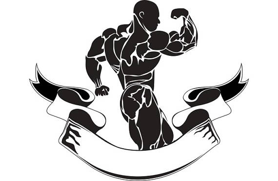 570x370 Bodybuilding Logo 11 Bodybuilder Banner Flexing Weightlifting