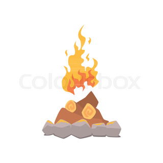 320x320 Burning Bonfire Or Campfire. Logs And Fire. Vector Illustration