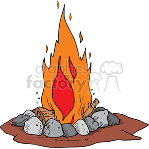 300x300 Royalty Free Cartoon Campfire 372140 Vector Clip Art Image