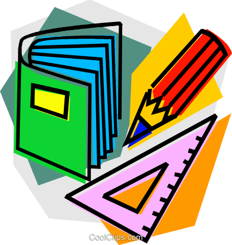 454x480 Mathematics Book With Pencil And Ruler Royalty Free Vector Clip