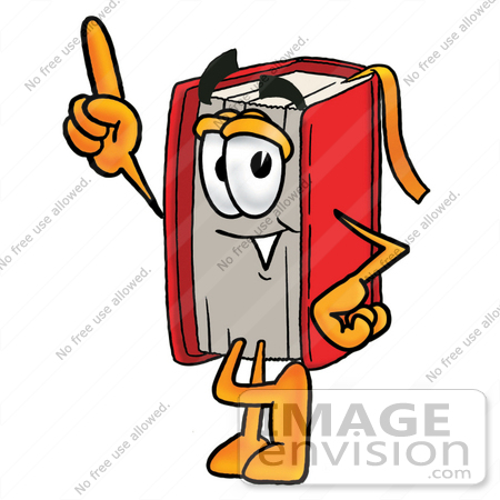 450x450 Clip Art Graphic Of A Book Cartoon Character Pointing Upwards