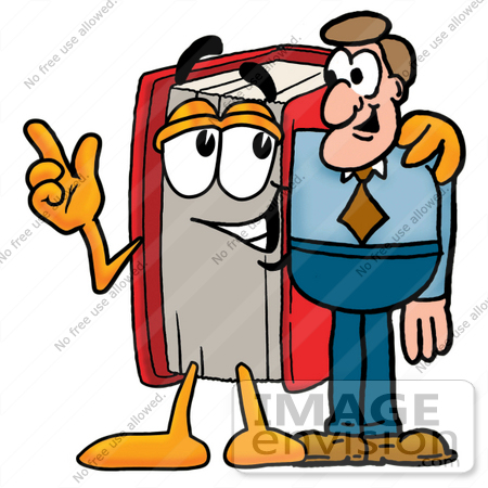 450x450 Clip Art Graphic Of A Book Cartoon Character Talking To A Business