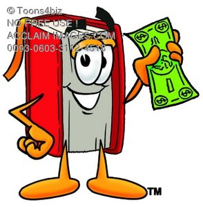 294x300 Clipart Image Of A Cartoon Book Character Holding Money