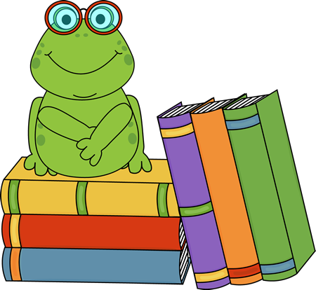 450x414 Frog And Books Clip Art
