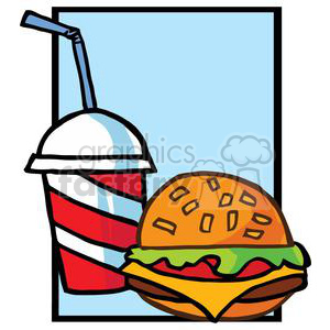 300x300 Royalty Free Fast Food Hamburger And Drink On Blue Background