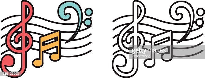 670x256 Colorful And Black And White Music Notes For Coloring Book Premium