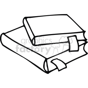 300x300 Royalty Free Black And White Outline Of Two Books With Bookmarks