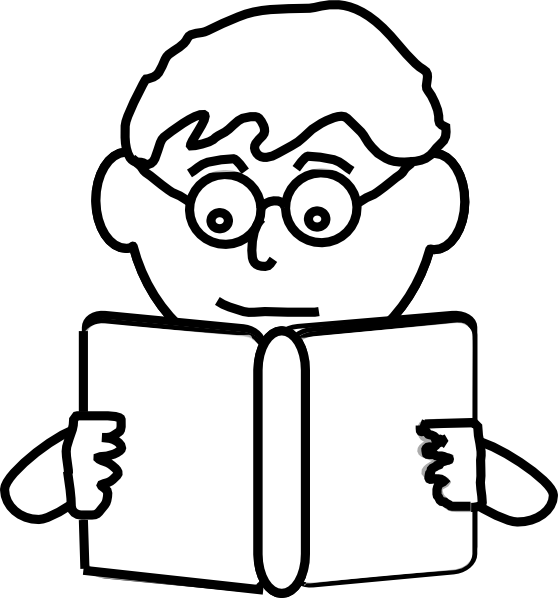 558x598 Boy Reading Outline Clip Art