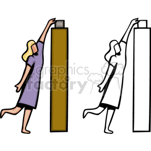 300x300 Royalty Free Woman Reaching On The Top Shelf For A Box 159528