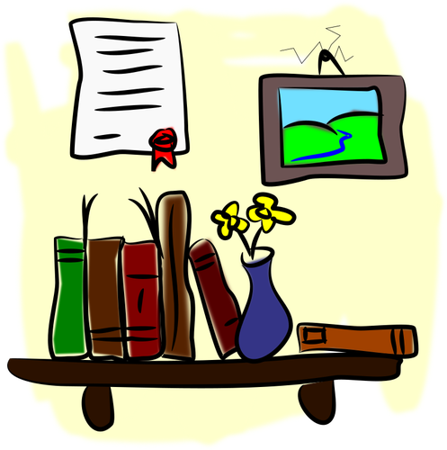 497x500 Wall With Bookshelf Public Domain Vectors