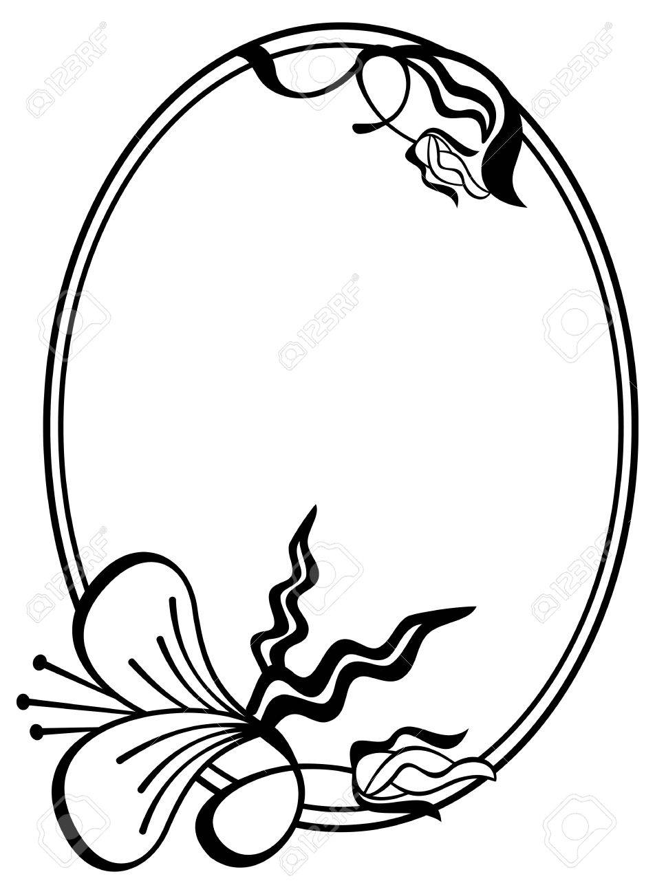 952x1300 Beautiful Silhouette Frame. Simple Black And White Oval Frame