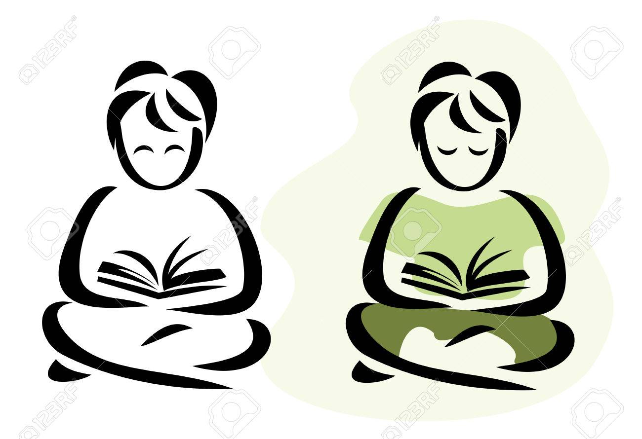 1300x890 Kid Silhouette With The Book, Vector Illustration Royalty Free