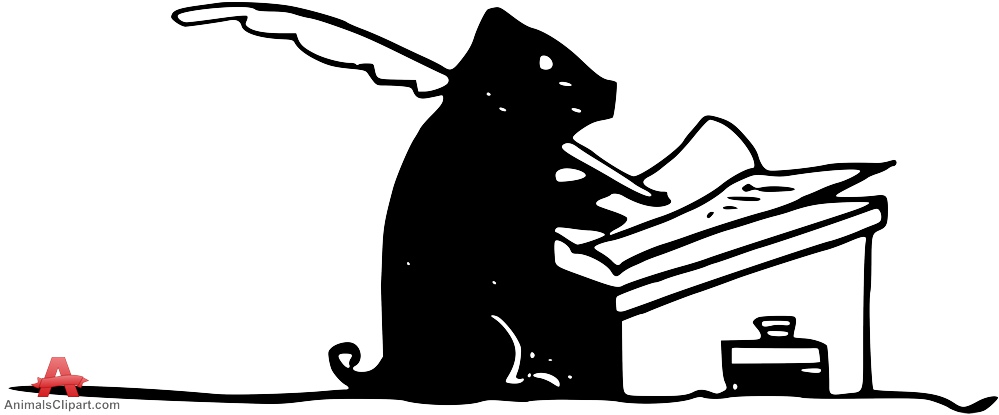 999x415 Silhouette Of Pig Writing Book Free Clipart Design Download