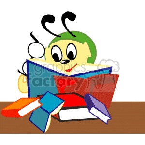 300x300 Royalty Free Bookworm Reading Books 139332 Vector Clip Art Image