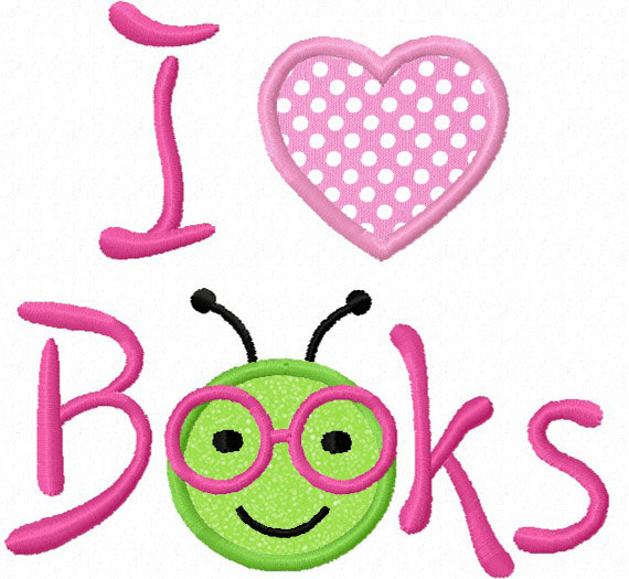 570x525 Instant Download Back To Schooli Love Books Bookworm Applique