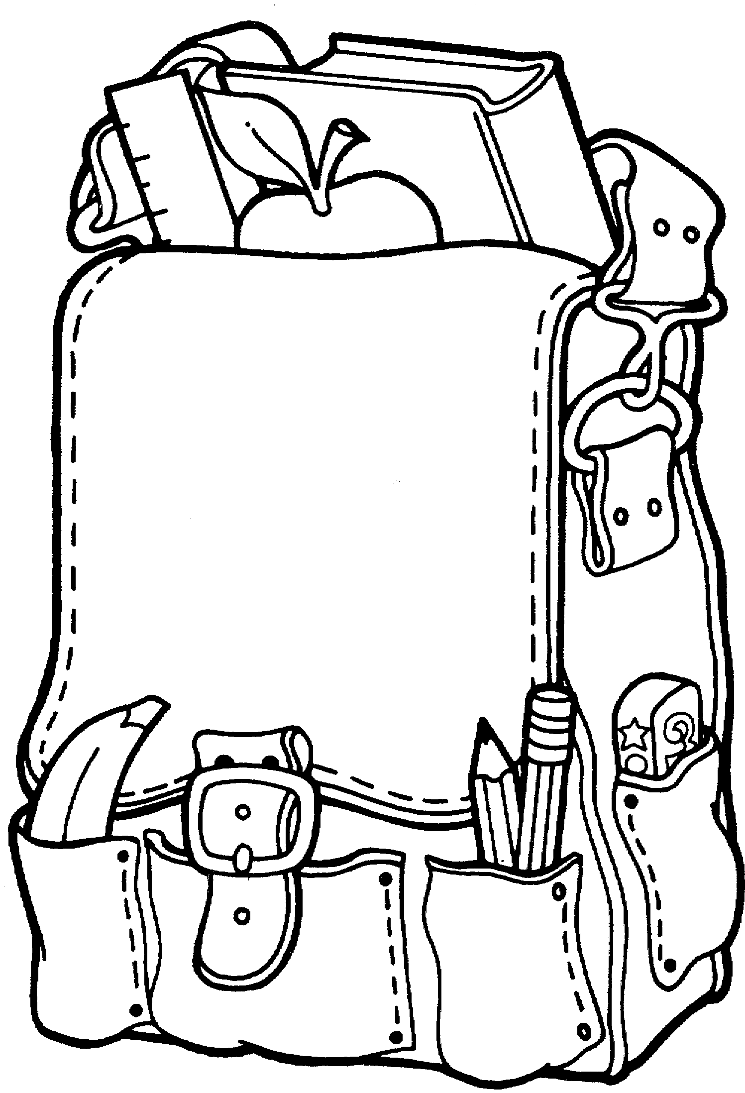 1497x2196 Backpack Full With Stationary Colouring Pages