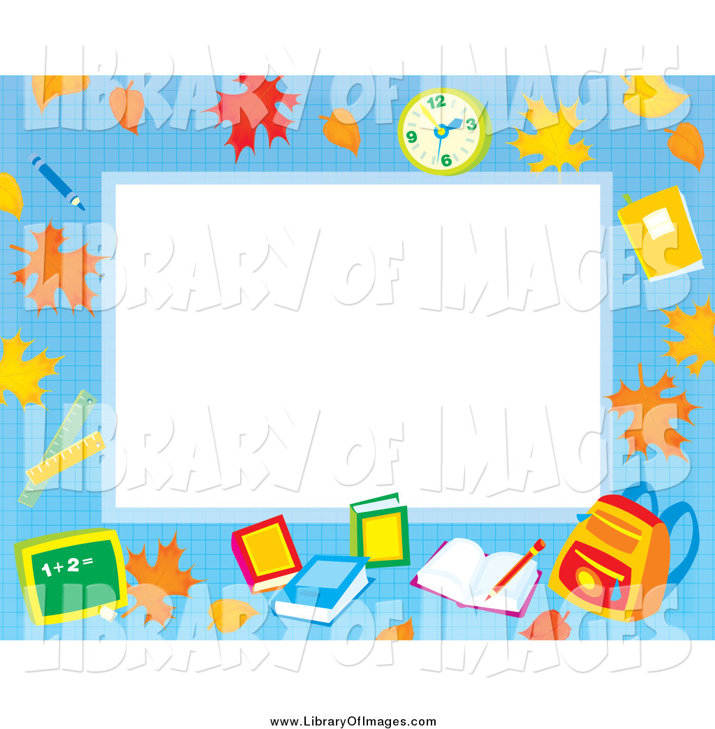 1024x1044 Clip Art Of An Educational Border With Leaves, A Clock, Books