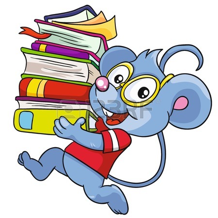 450x450 Mouse With Books On A White Background, Vector Illustration