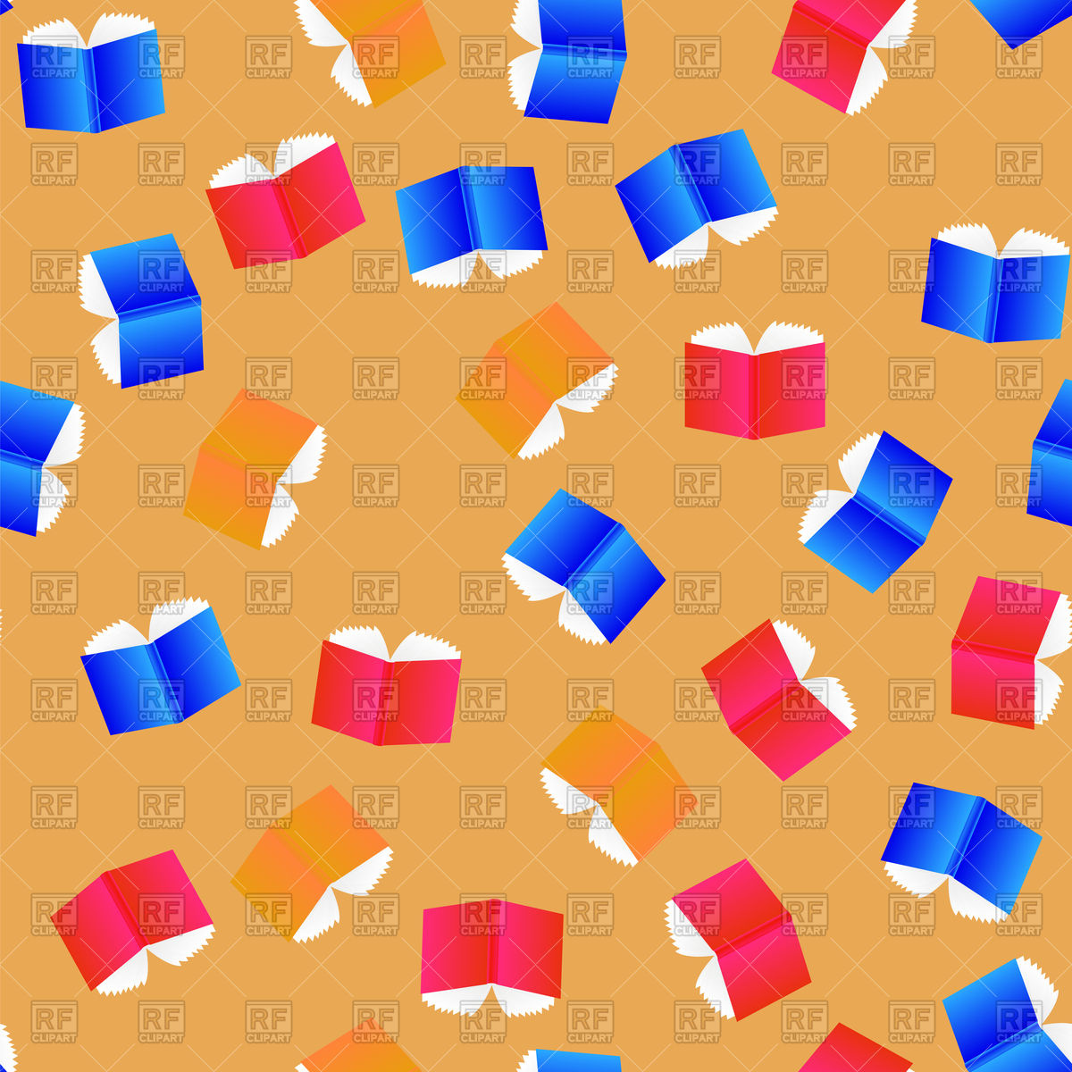1200x1200 Open Colored Books Seamless Pattern Isolated On Orange Background