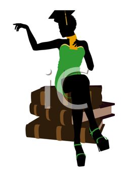 263x350 Young Black Woman In Silhouette Sitting On A Pile Of Books Wearing