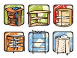 151x114 Book Shelf Clip Art Cartoon Illustration Stock Vectors