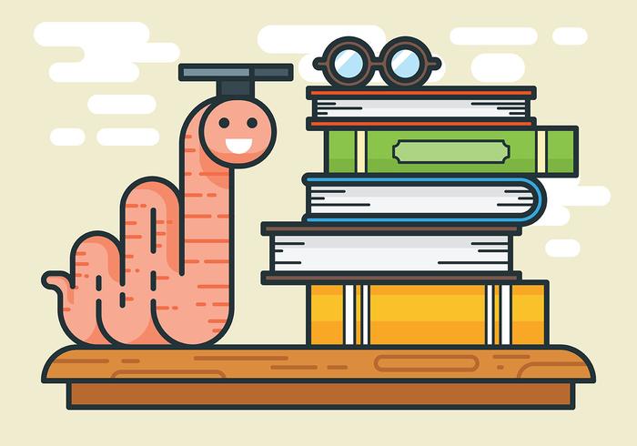 700x490 Bookworm Vector Illustration