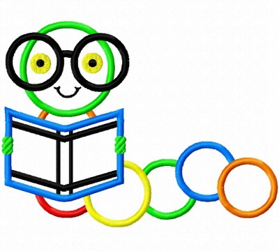 400x360 Bookworm Applique Monogram Frame