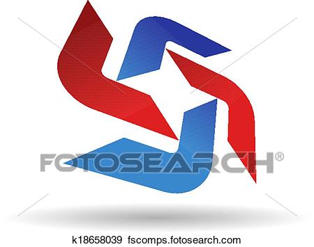 450x355 Clip Art Of Abstract Symbol Of Red And Blue Boomerang Shapes
