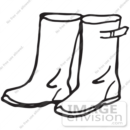 450x450 Clipart Of A Pair Of Rain Boots In Black And White