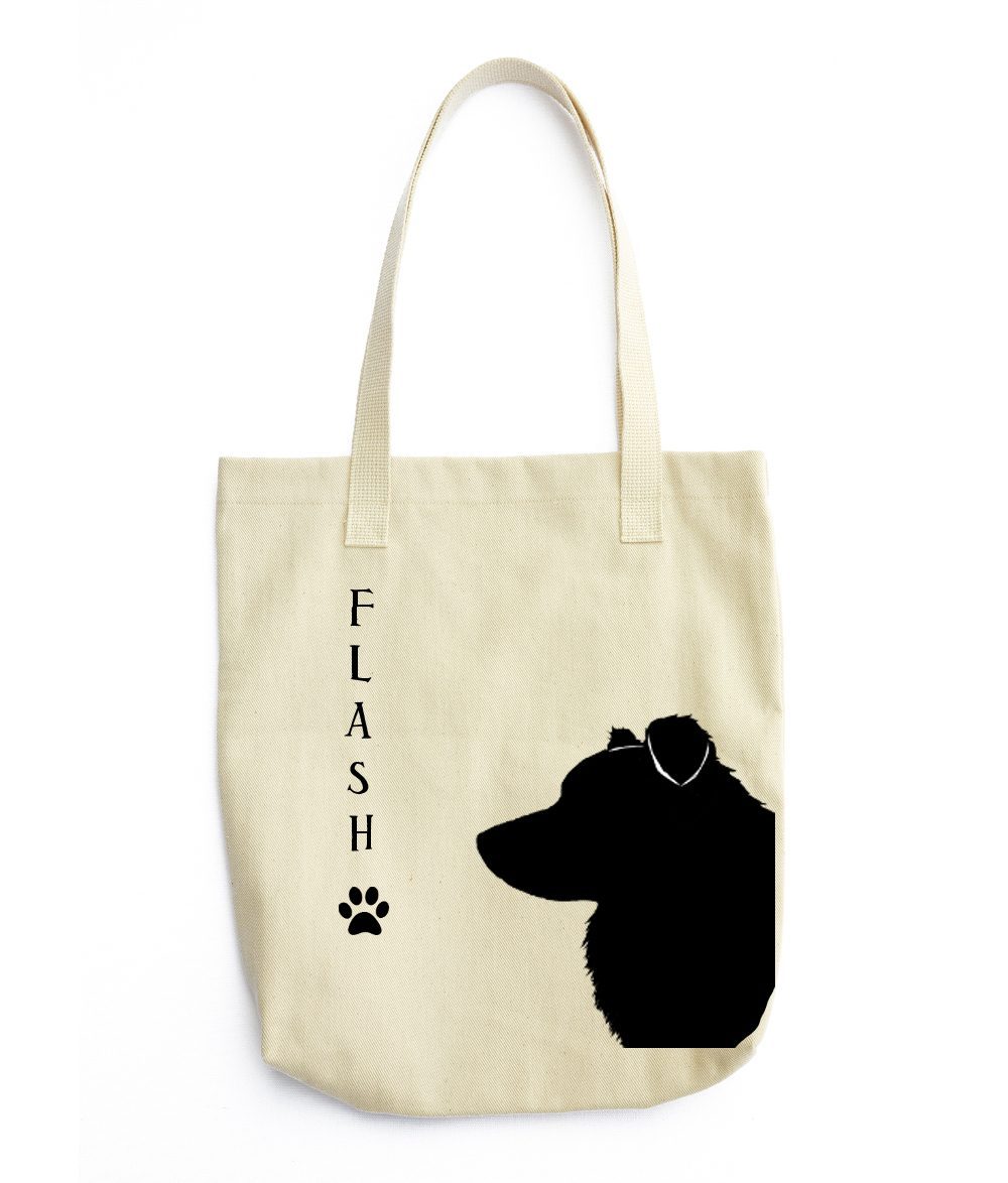 1000x1174 Border Collie Silhouette Extra Large Reusable Cotton Canvas Tote