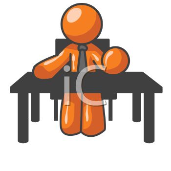 350x350 Orange Man Character Depicting A Boss Behind A Desk