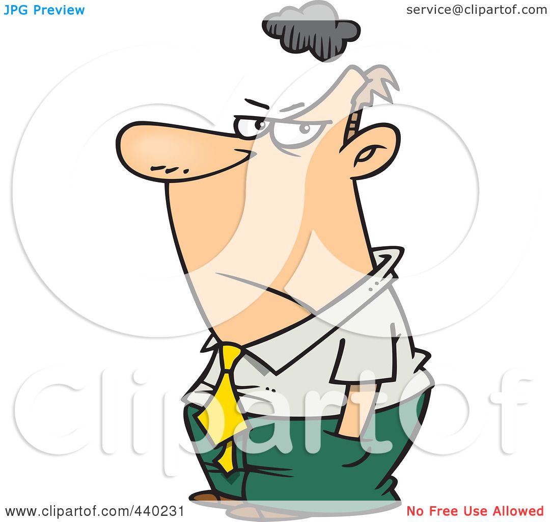 1080x1024 Royalty Free (Rf) Clip Art Illustration Of A Cartoon Gloomy Boss