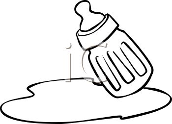 350x253 Clip Art Illustration Of A Small Baby Bottle Outline With Spilled