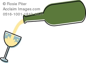 300x220 Clipart Illustration Of A Bottle Pouring Wine Into A Glass