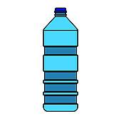 170x170 Clip Art Of Blue Water Bottle On White Background. Vector K7106918