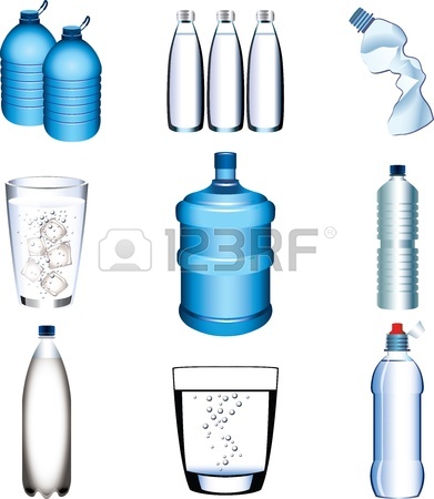 391x450 Water, Soda And Juice Or Tea Bottles Vector Illustration. Set