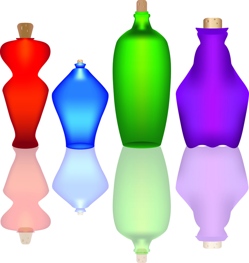 970x1024 Clip Art Illustration Of A Collection Of Colorful Glass Bottles