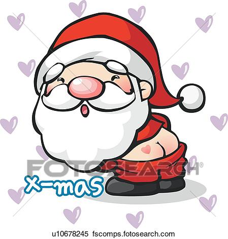 449x470 Stock Illustration Of Santa's Bottom Is Showing. U10678245
