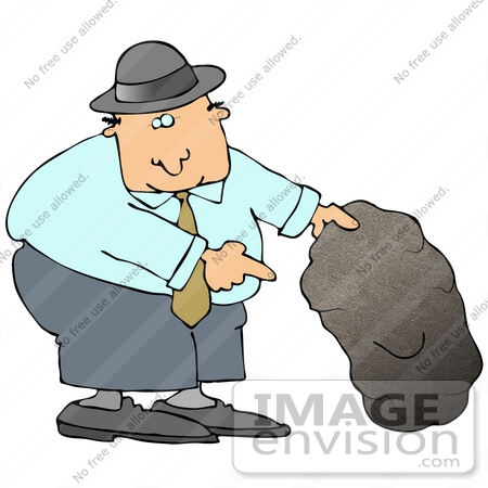 450x450 Clip Art Graphic Of A Businessman Lifting A Boulder To Look