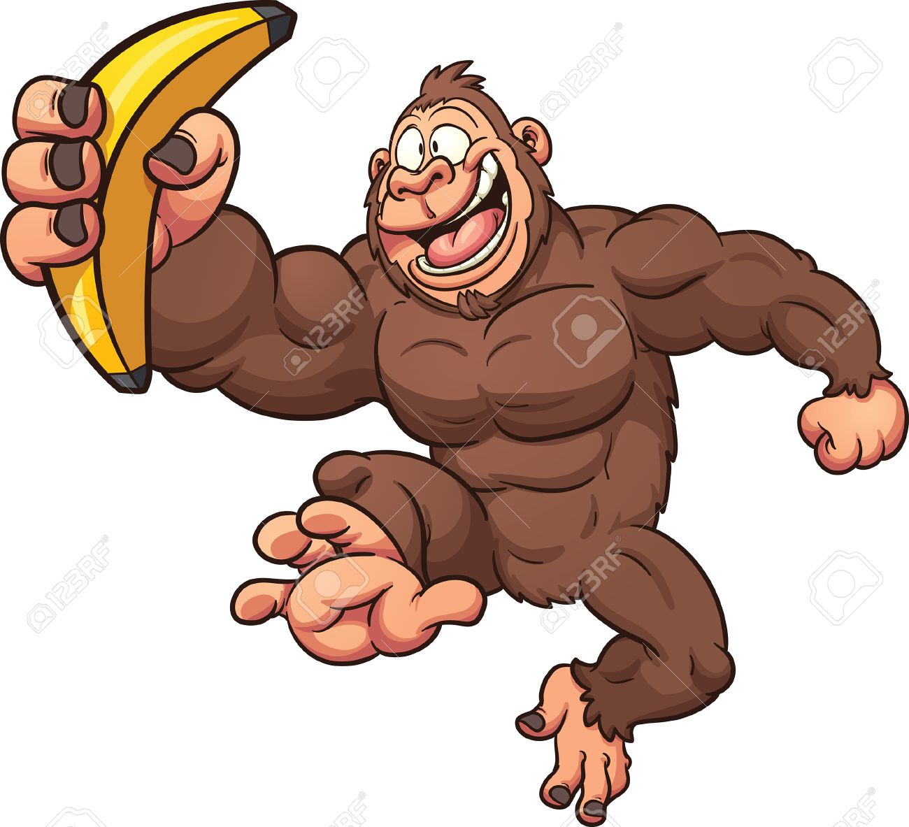 1300x1183 Cartoon Gorilla Banana. Vector Clip Art Illustration