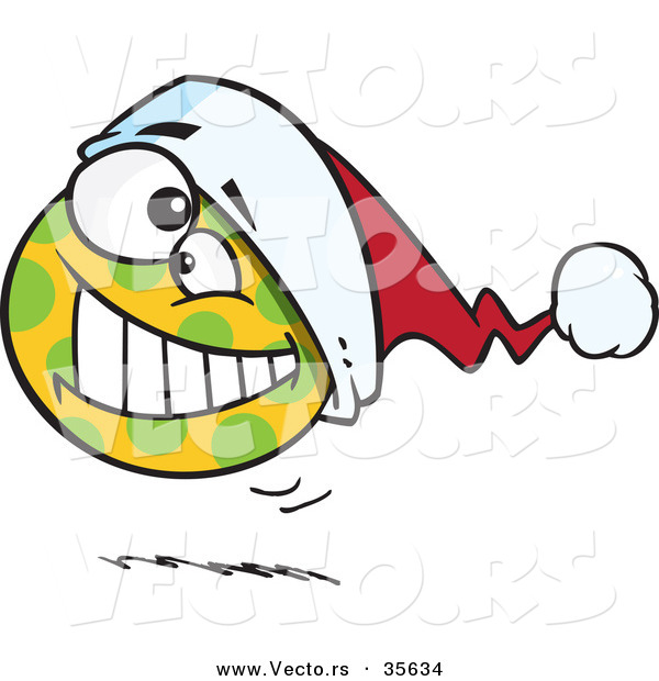 600x620 Cartoon Vector Of A Happy Spotted Christmas Ball Bouncing