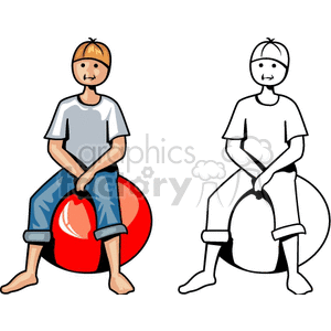 300x300 Royalty Free Little Boys Bouncing On Balls 158628 Vector Clip Art
