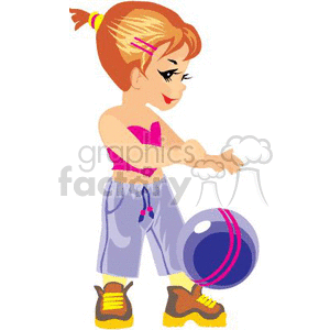 300x300 Royalty Free Red Haired Girl Bouncing A Blue Ball 369351 Vector
