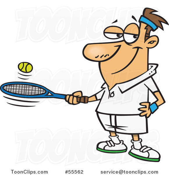 581x600 Cartoon White Guy Bouncing A Ball On His Tennis Racket